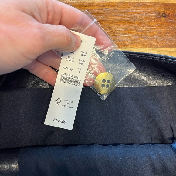 J. Crew Mini wrap skirt in navy blue faux patent leather women’s Size 4 NWT - Picture 10 of 12